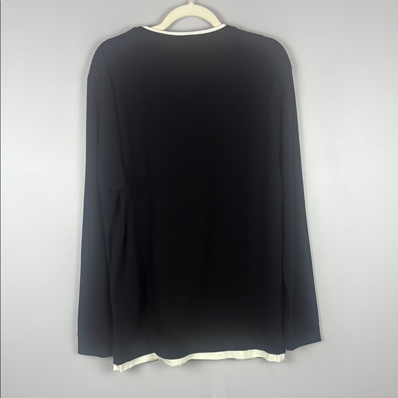 Zara Black and White Trim Mock-Neck Long Sleeve Tee Size Large - Picture 11 of 11